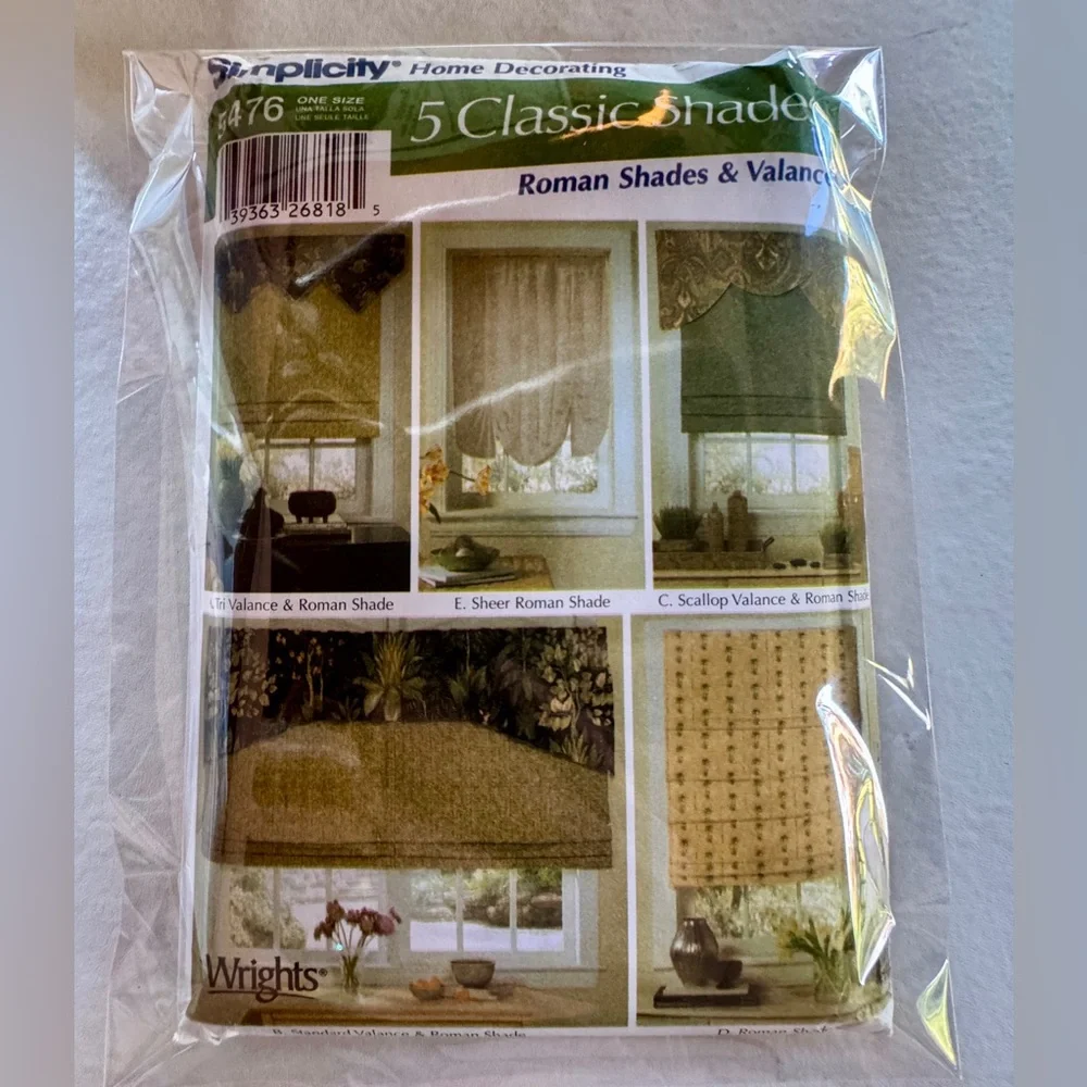 Simplicity 5476 Window Treatments Uncut Sewing Pattern